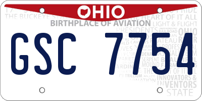 OH license plate GSC7754