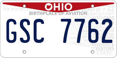 OH license plate GSC7762