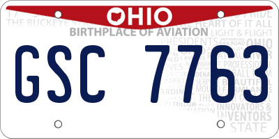 OH license plate GSC7763