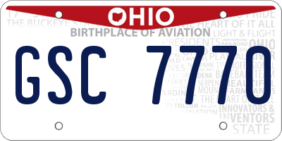 OH license plate GSC7770