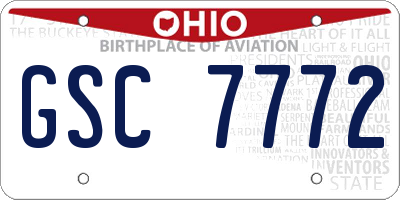 OH license plate GSC7772