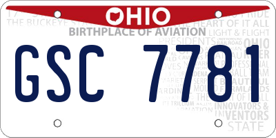 OH license plate GSC7781