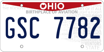 OH license plate GSC7782