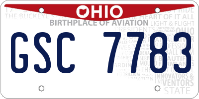 OH license plate GSC7783