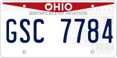 OH license plate GSC7784