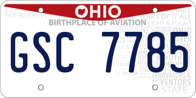 OH license plate GSC7785