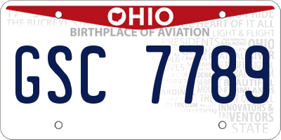 OH license plate GSC7789