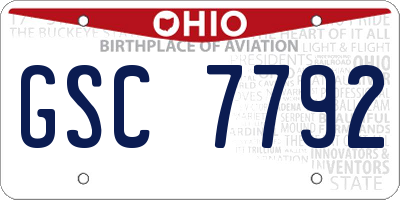 OH license plate GSC7792