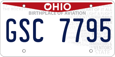 OH license plate GSC7795