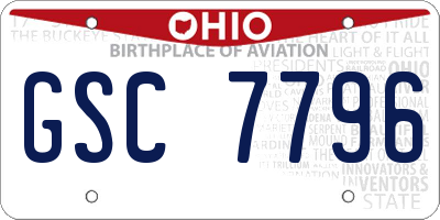 OH license plate GSC7796