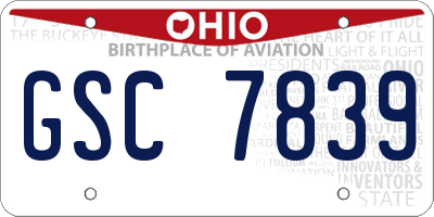 OH license plate GSC7839
