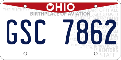 OH license plate GSC7862