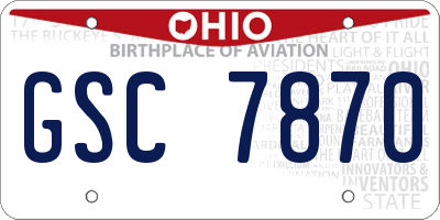 OH license plate GSC7870