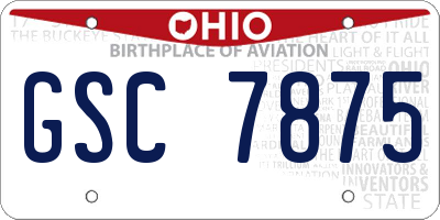 OH license plate GSC7875