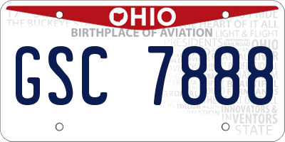 OH license plate GSC7888
