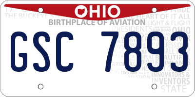 OH license plate GSC7893