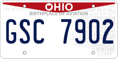 OH license plate GSC7902