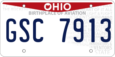 OH license plate GSC7913