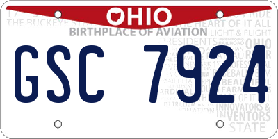 OH license plate GSC7924