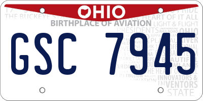 OH license plate GSC7945