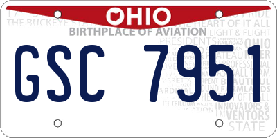 OH license plate GSC7951