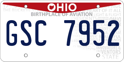 OH license plate GSC7952