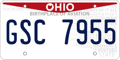 OH license plate GSC7955