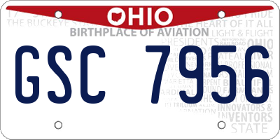 OH license plate GSC7956