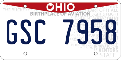 OH license plate GSC7958