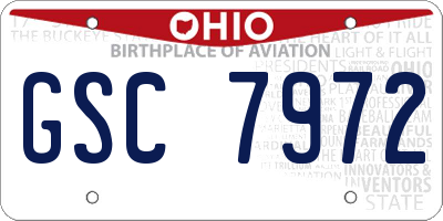 OH license plate GSC7972