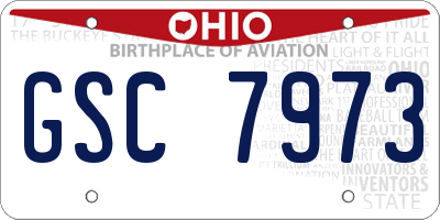 OH license plate GSC7973