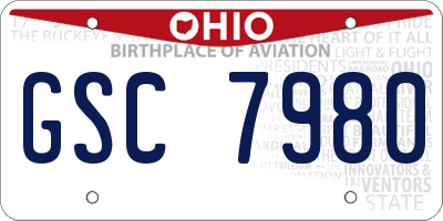 OH license plate GSC7980