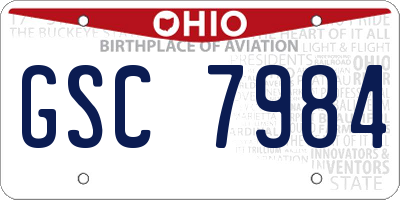 OH license plate GSC7984