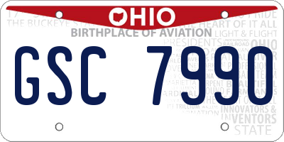 OH license plate GSC7990