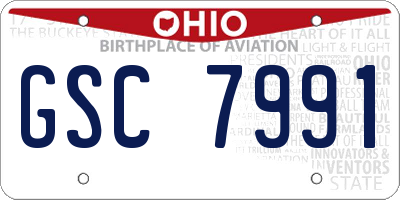 OH license plate GSC7991