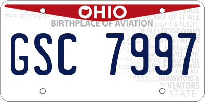 OH license plate GSC7997