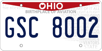 OH license plate GSC8002