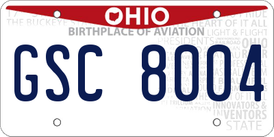 OH license plate GSC8004