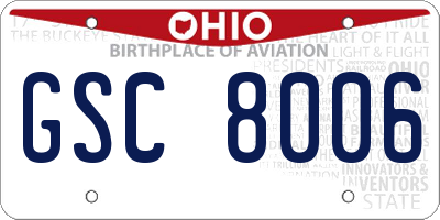 OH license plate GSC8006