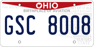 OH license plate GSC8008