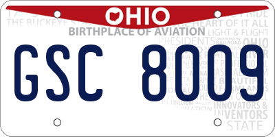 OH license plate GSC8009