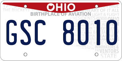 OH license plate GSC8010