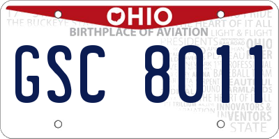 OH license plate GSC8011