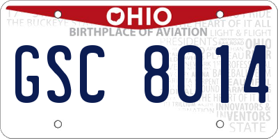 OH license plate GSC8014