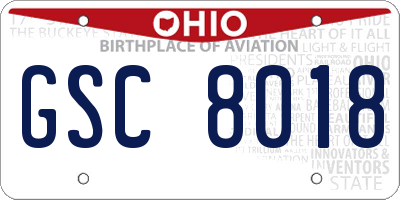 OH license plate GSC8018