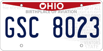 OH license plate GSC8023