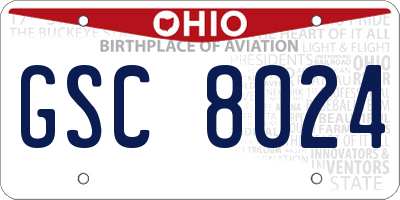 OH license plate GSC8024