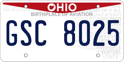 OH license plate GSC8025