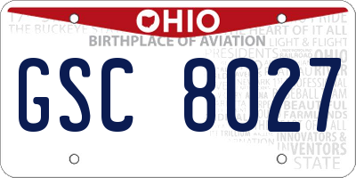 OH license plate GSC8027