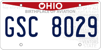 OH license plate GSC8029